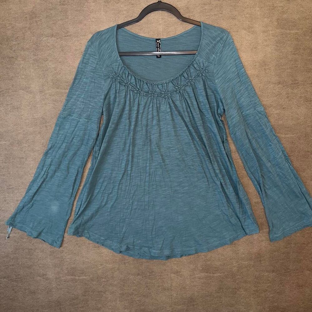 Free People 2000s Smocked Bell Sleeve Top